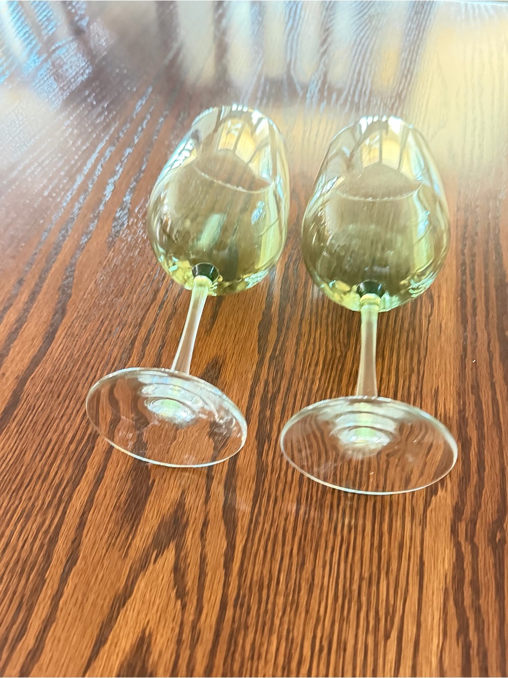 Pier 1 Imports Pantiago Olive Green Wine Glasses Clear Stem Set of 2 - Picture 8 of 8